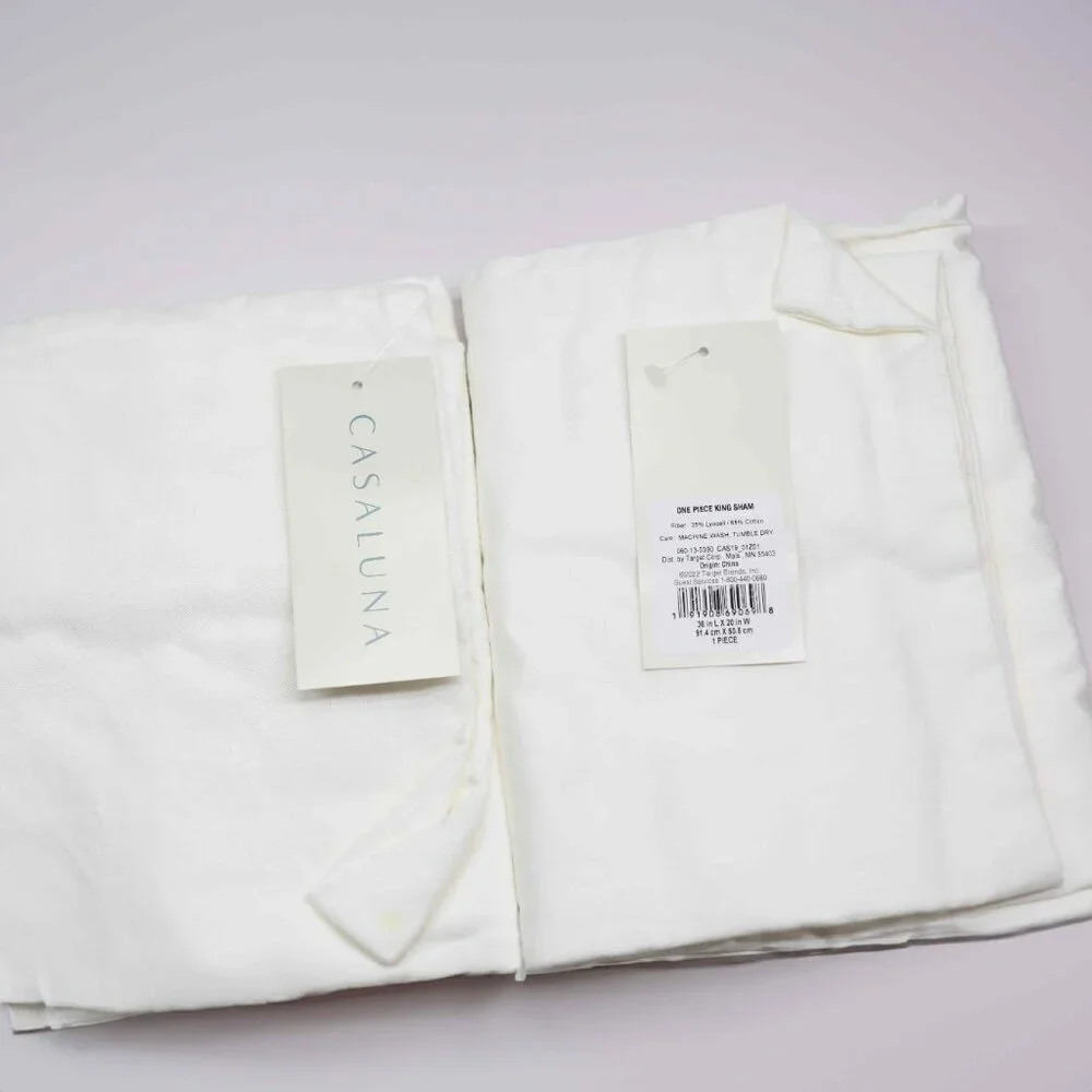 New!  Set of 2 Casaluna Lyocell Cotton Blend Comforter Shams, White, King Size